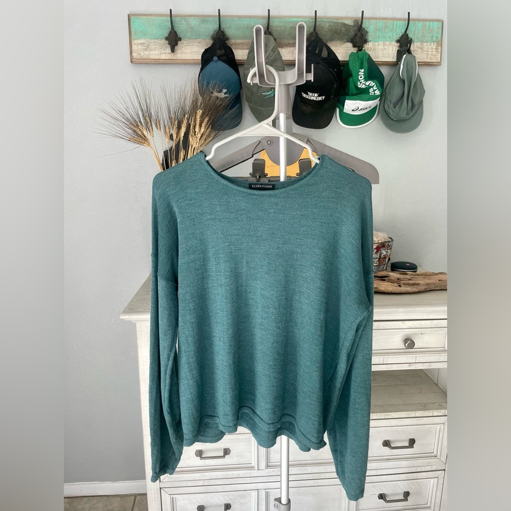 Eileen Fisher Emerald Green Wool Long Sleeve